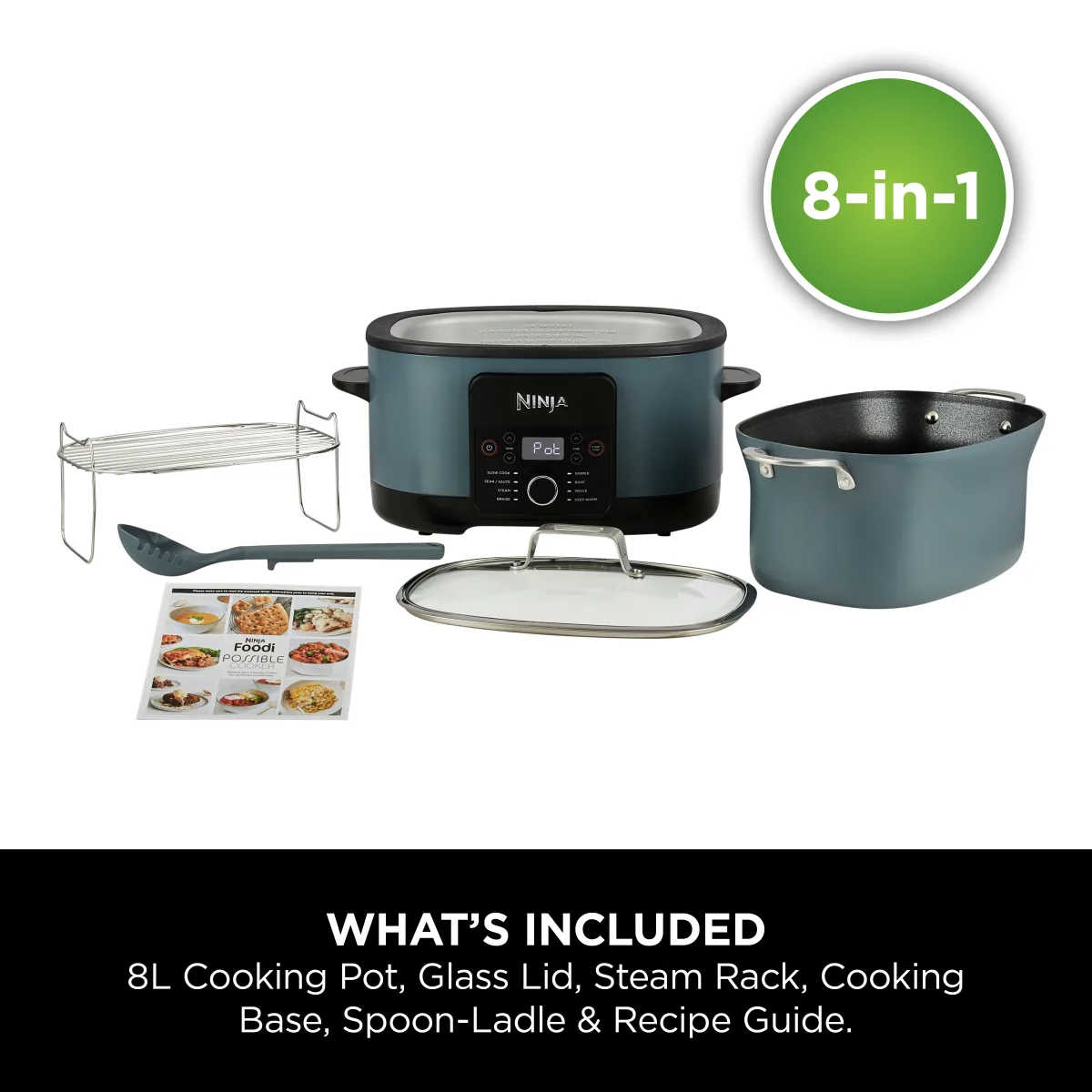 Ninja Foodi 8-in-1 PossibleCooker Slow Cooker & Multi-Cooker Sea Salt Grey [MC1001UK]