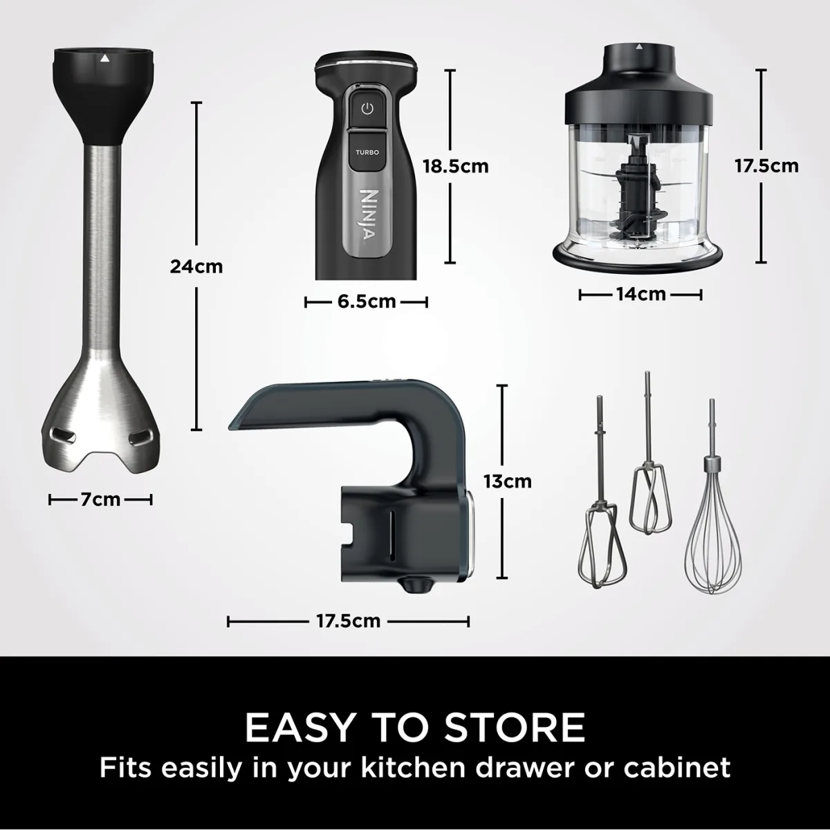 Ninja Foodi 3-in-1 Hand Blender, Mixer & Chopper CI100UK