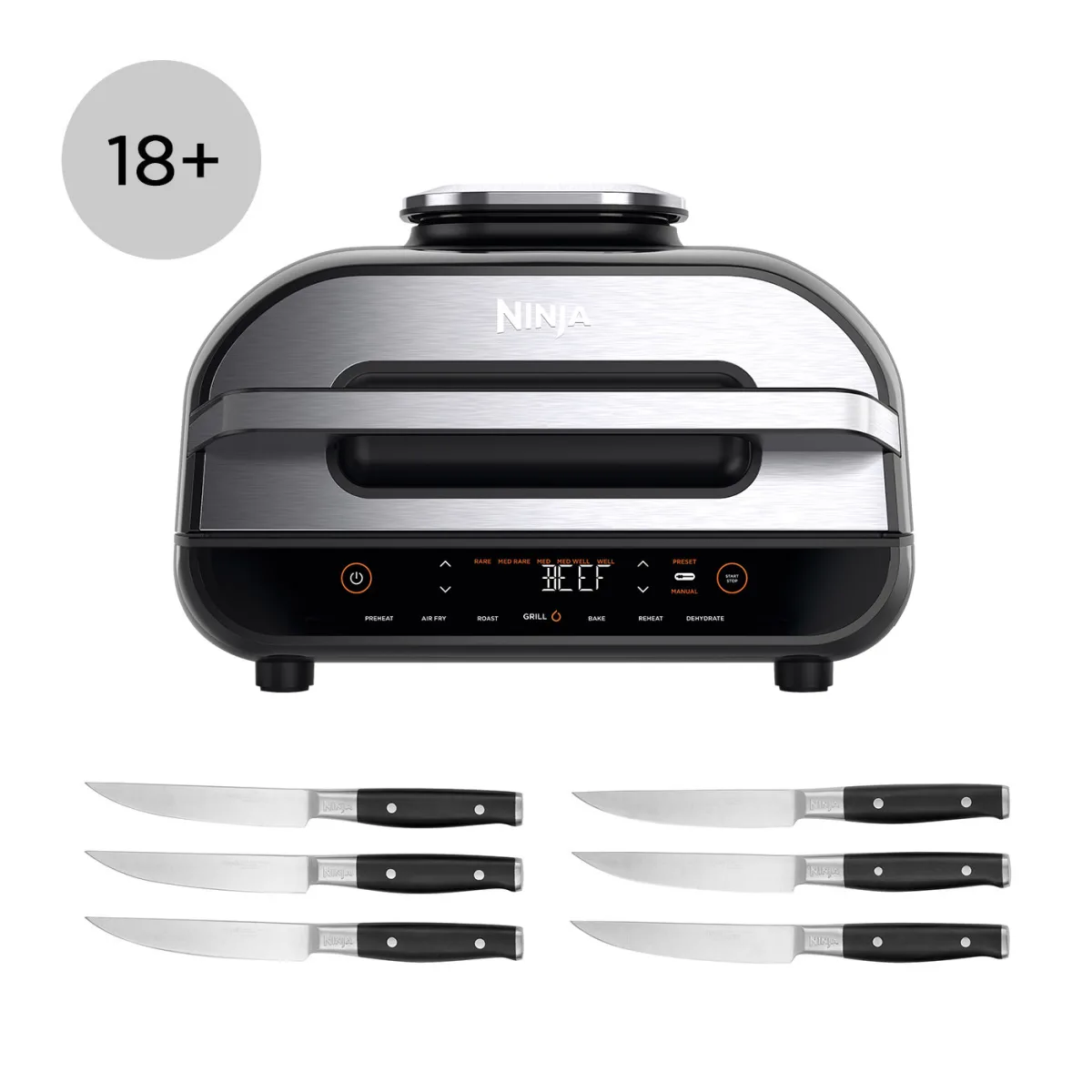 Ninja Foodi Health Grill and Steak Knives Bundle - AG551STEAK