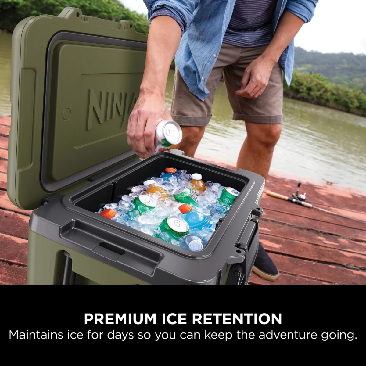 Ninja FrostVault 45QT/42L Wheeled Cooler with Dry Zone – Olive FB245EUUKDBGN