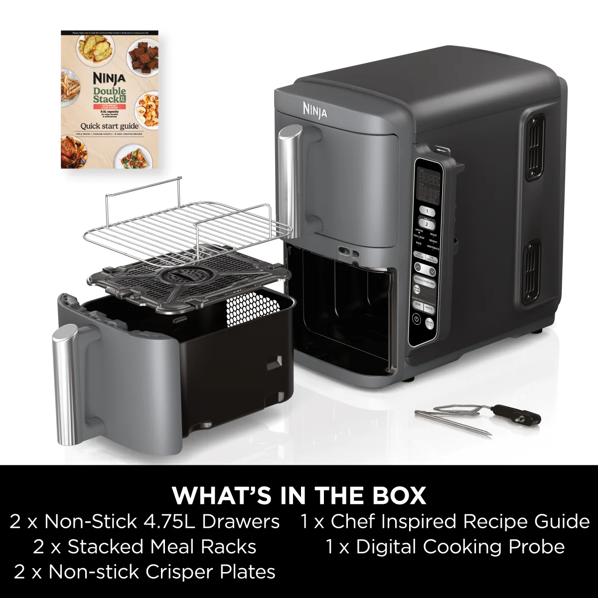 Ninja Double Stack XL 2-Level Air Fryer with Smart Cook System 9.5L SL451UK