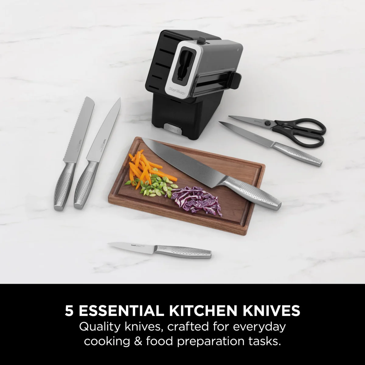Ninja StaySharp Stainless 6-Piece Knife Set & Wood Block – K62006EUUK