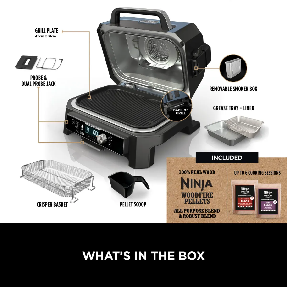 Ninja Woodfire Pro Connect XL Electric BBQ Grill & Smoker