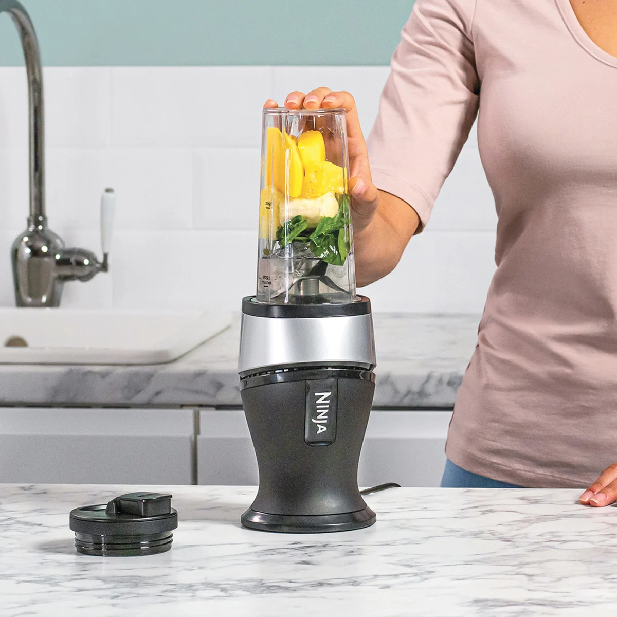 Nutri Ninja 700W Slim Blender & Smoothie Maker - QB3001UKS - Silver
