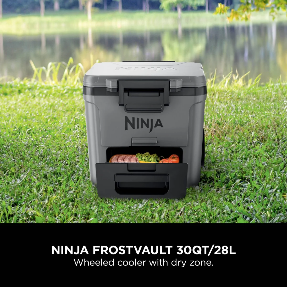 Ninja FrostVault 30QT/28L Wheeled Cooler with Dry Zone, Slate Grey FB230UKGY