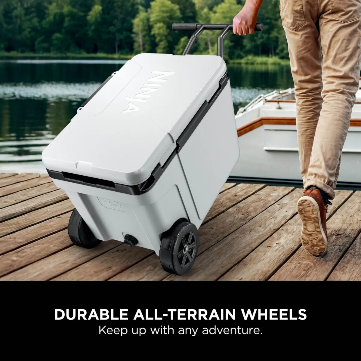 Ninja FrostVault 45QT/42L Wheeled Cooler with Dry Zone, Cloud White FB245UKWH