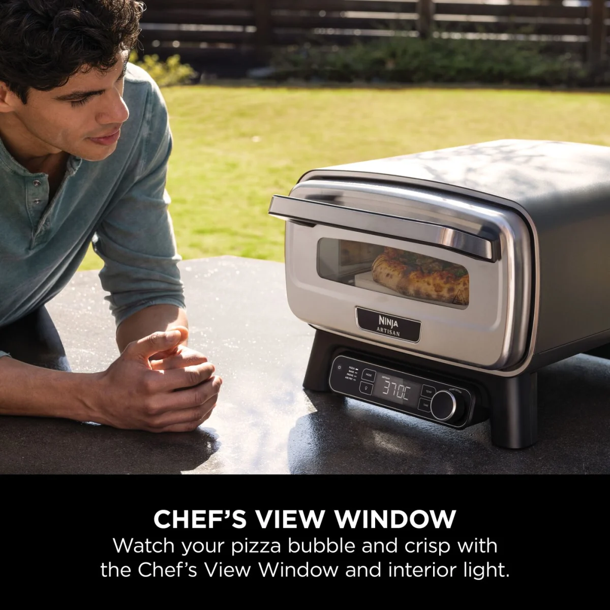 Ninja Artisan Electric Outdoor Pizza Oven & Air Fryer, Stand and Cover Bundle