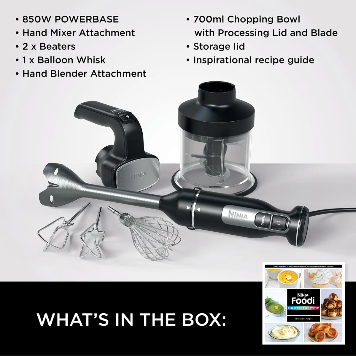Ninja Foodi 3-in-1 Hand Blender, Mixer & Chopper CI100UK