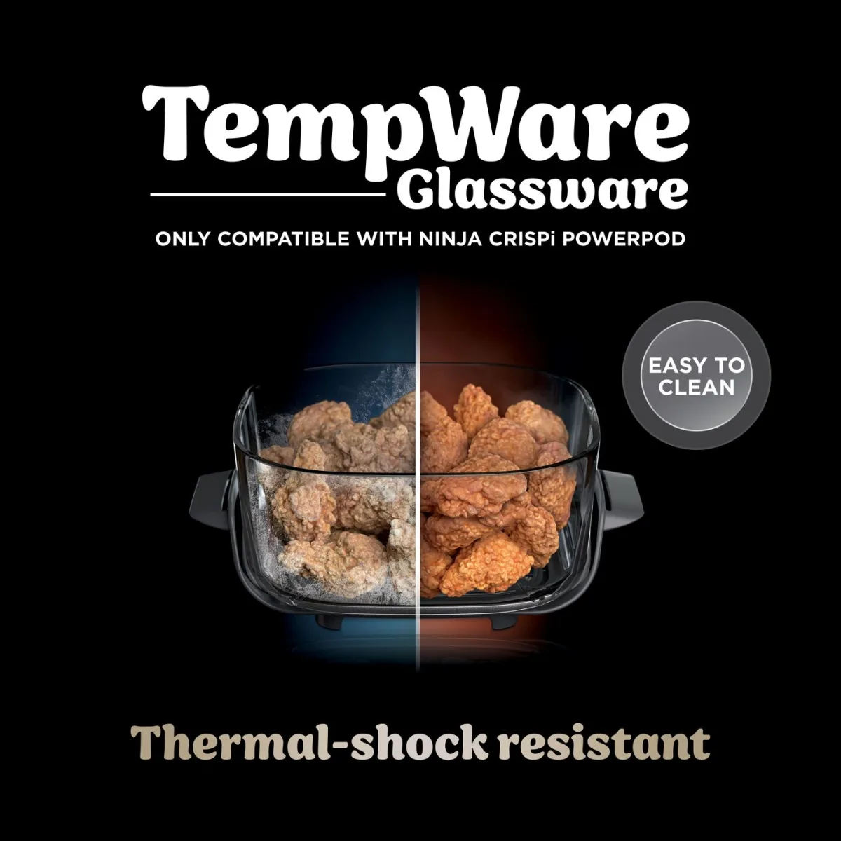 Ninja CRISPi 4-in-1 Portable Glass Air Fryer - Stone & extra TempWare Glass Container Bundle