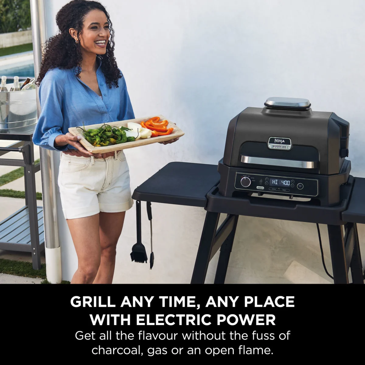 Ninja Woodfire Pro XL Electric BBQ Grill & Smoker with Stand & Cover