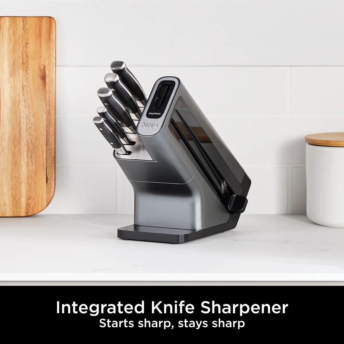 Ninja Foodi StaySharp Knife Block with Integrated Sharpener – 5-Piece Set [K32005UK]