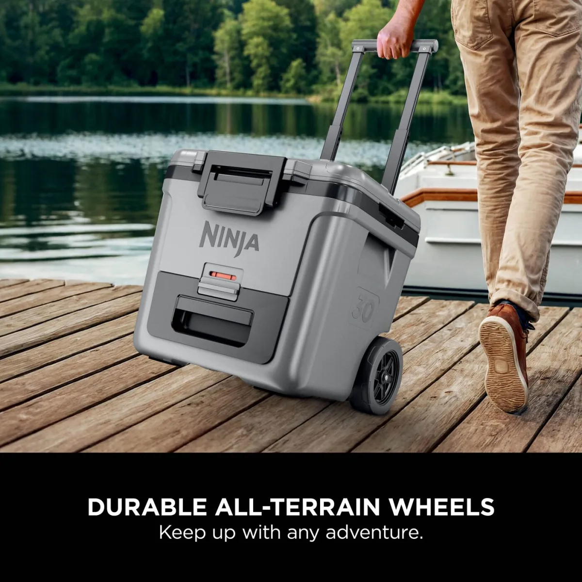 Ninja FrostVault 30QT/28L Wheeled Cooler, Ice Pack & Thirsti Bottle Bundle