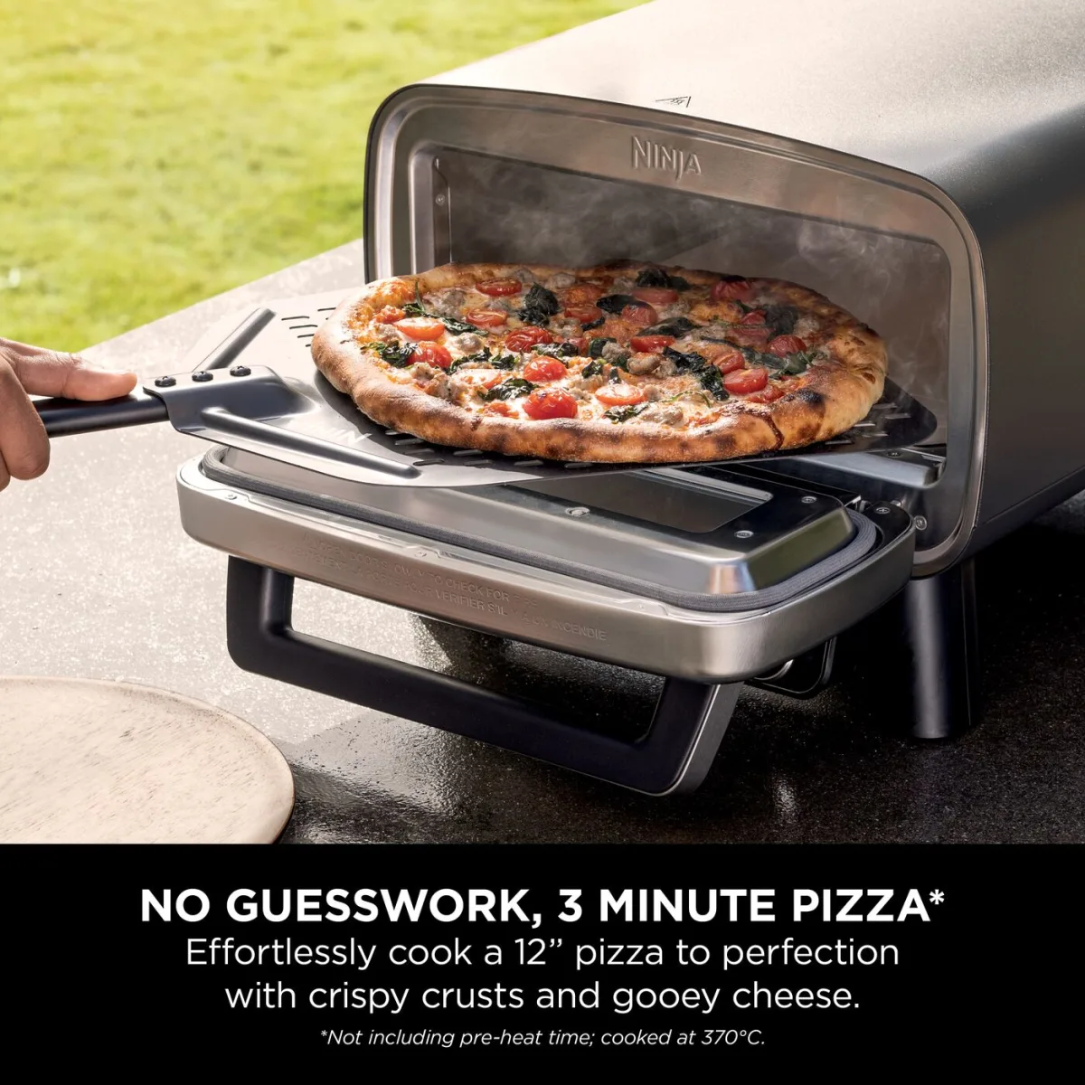 Ninja Artisan Electric Outdoor Pizza Oven & Air Fryer, Stand and Cover Bundle