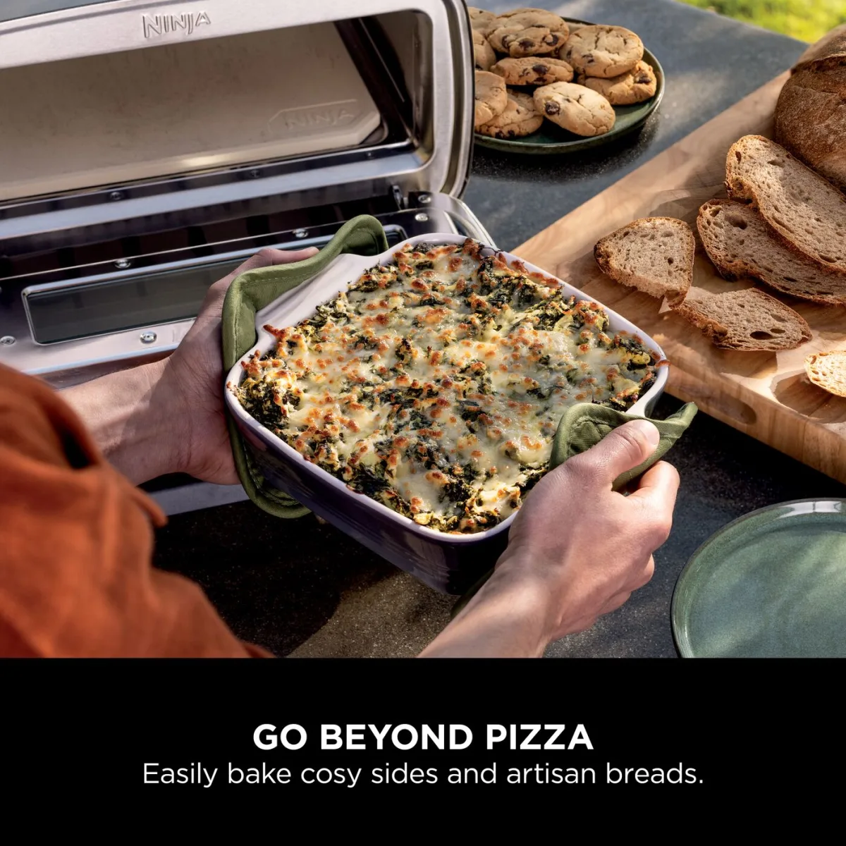 Ninja Artisan Electric Outdoor Pizza Oven & Air Fryer, Stand and Cover Bundle