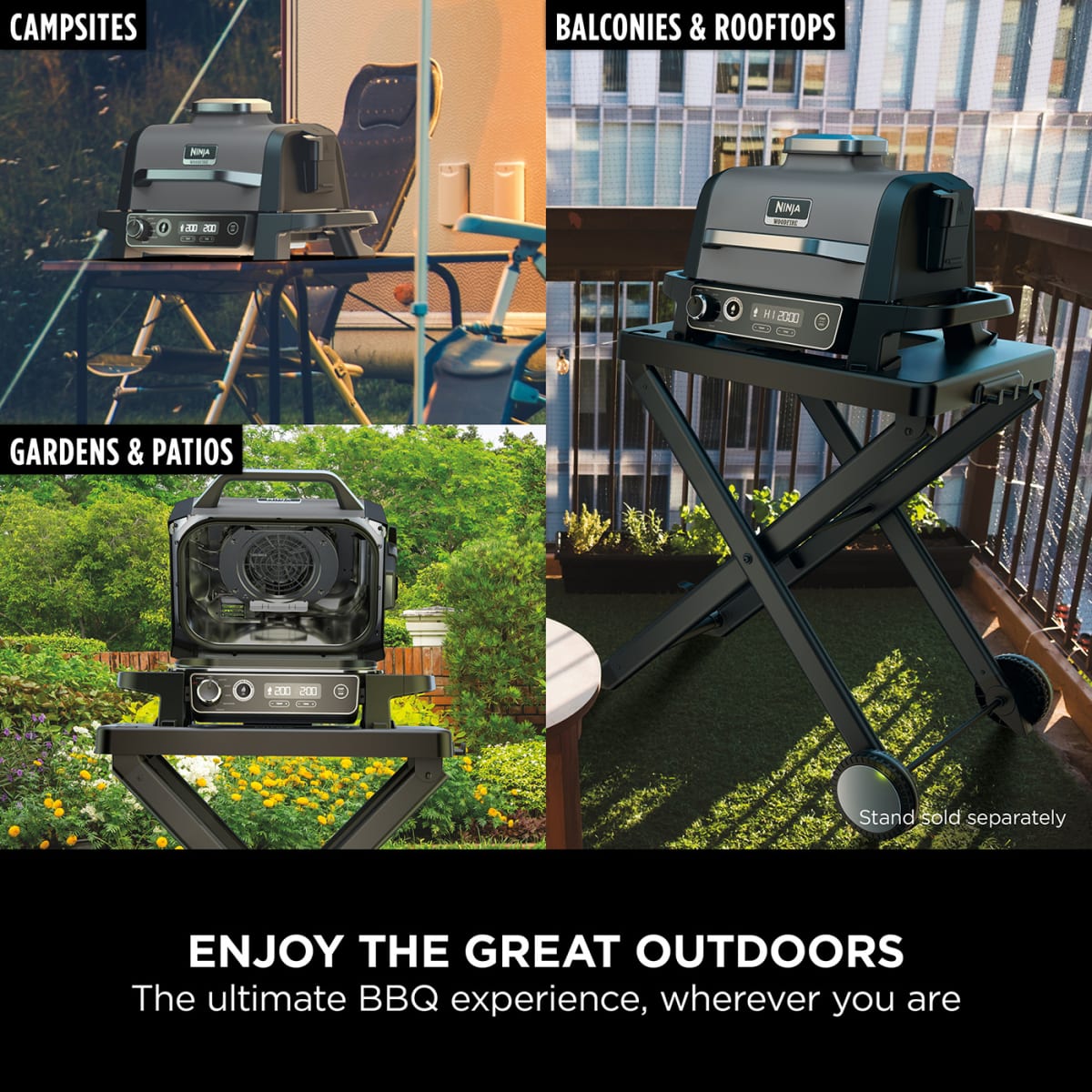 Ninja Woodfire Electric BBQ Grill & Smoker with Stand & Accessories