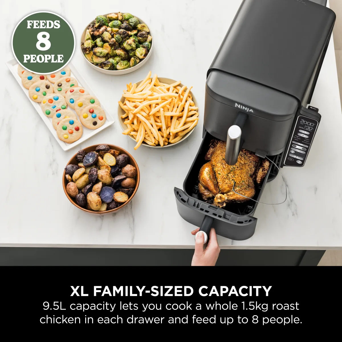 Ninja Double Stack XL 2-Level Air Fryer with Smart Cook System 9.5L SL451UK