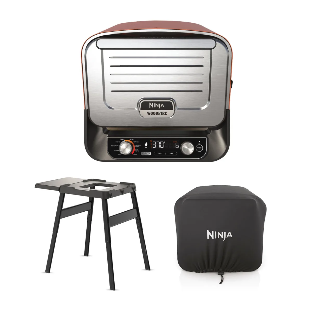 Ninja Woodfire Outdoor Oven, Artisan Pizza Maker and BBQ Smoker with Stand & Cover