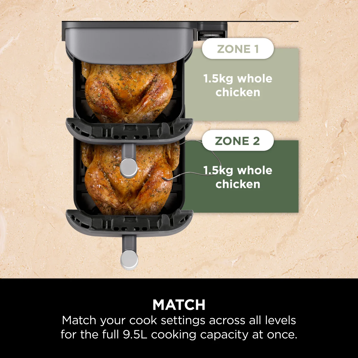 Ninja Double Stack XL 2-Level Air Fryer with Smart Cook System 9.5L SL451UK