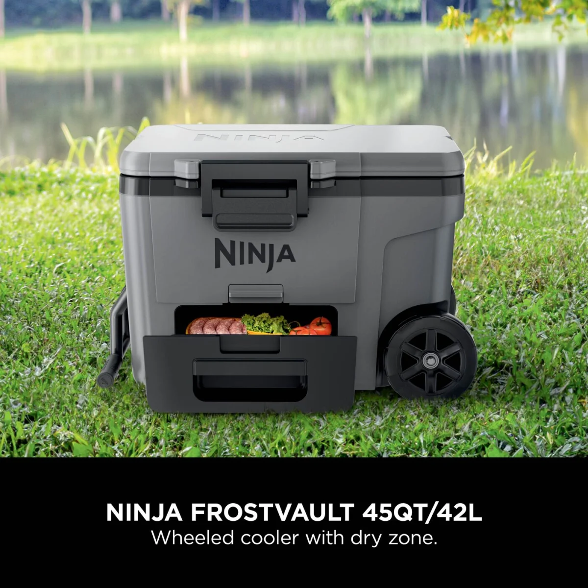 Ninja FrostVault 45QT/42L Wheeled Cooler with Dry Zone, Slate Grey FB245UKGY