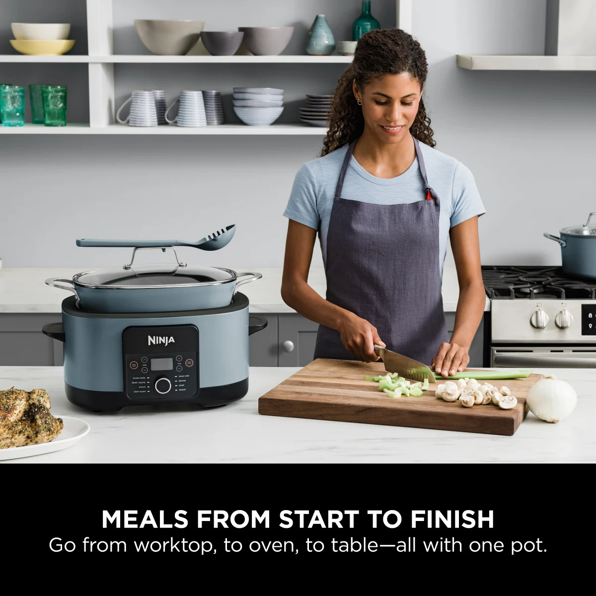 Ninja Foodi 8-in-1 PossibleCooker Slow Cooker & Multi-Cooker Sea Salt Grey [MC1001UK]