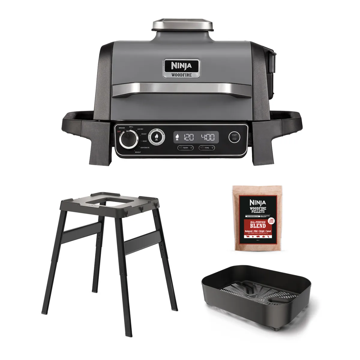 Ninja Woodfire Electric BBQ Grill & Smoker with Stand & Accessories