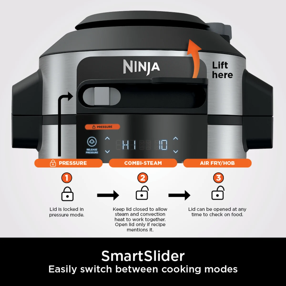 Ninja Foodi MAX 15-in-1 SmartLid Multi-Cooker with Smart Cook System 7.5L OL750UK
