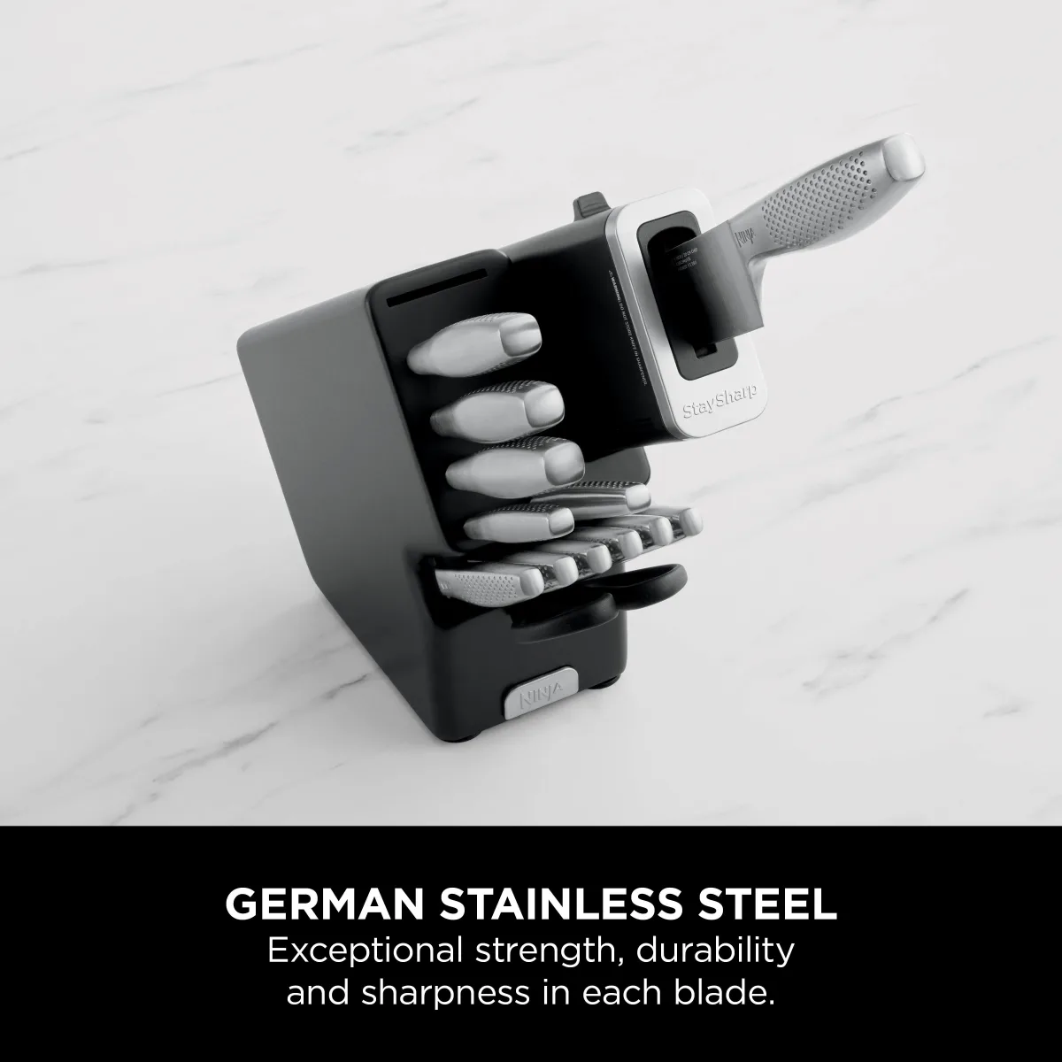 Refurbished Ninja StaySharp 14-Piece Stainless Knife Set, Wood Block & Built-In Sharpener - Refurbished [K62014EUUKREF] | Excellent Condition