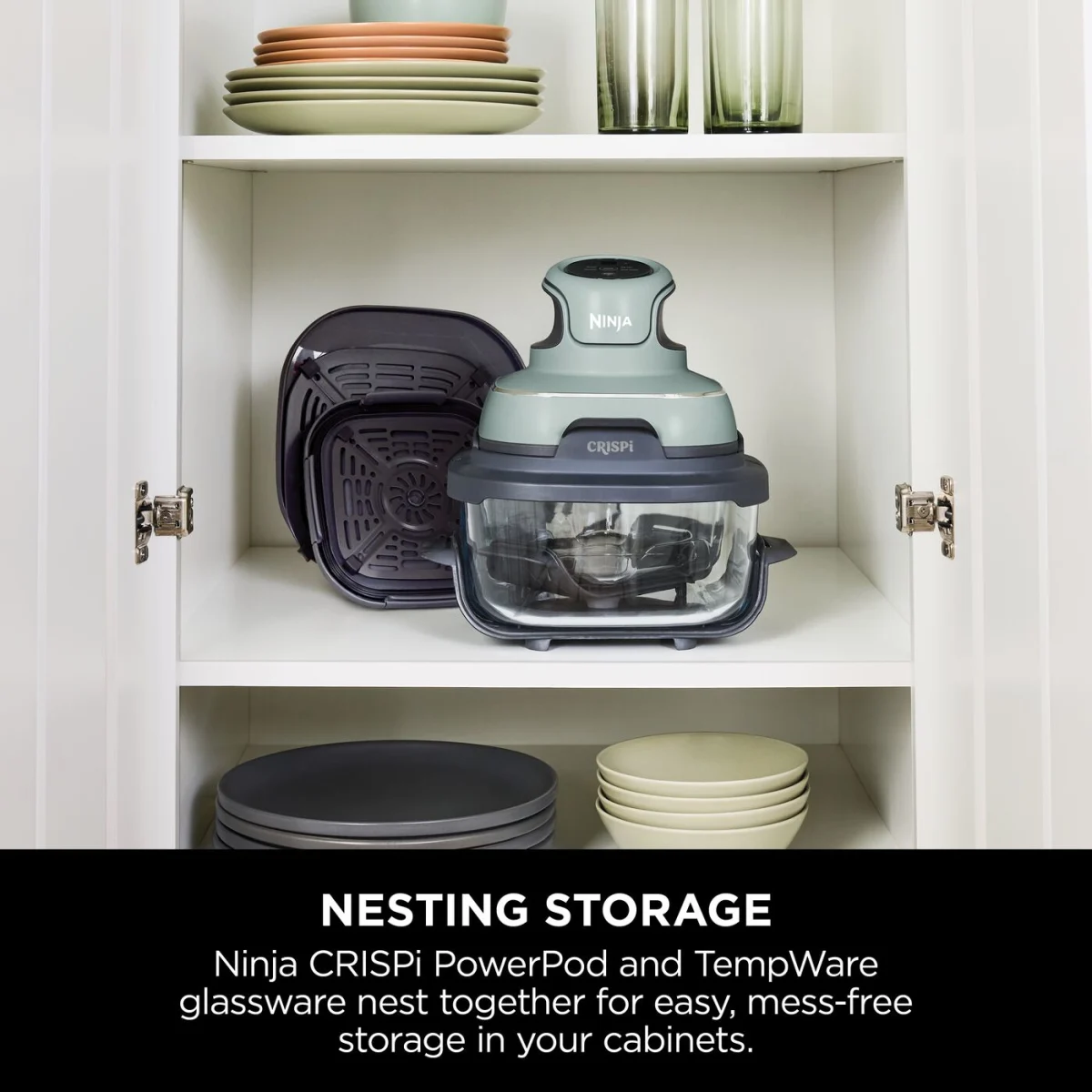Ninja CRISPi 4-in-1 Portable Glass Air Fryer - Sage FN101UKSG