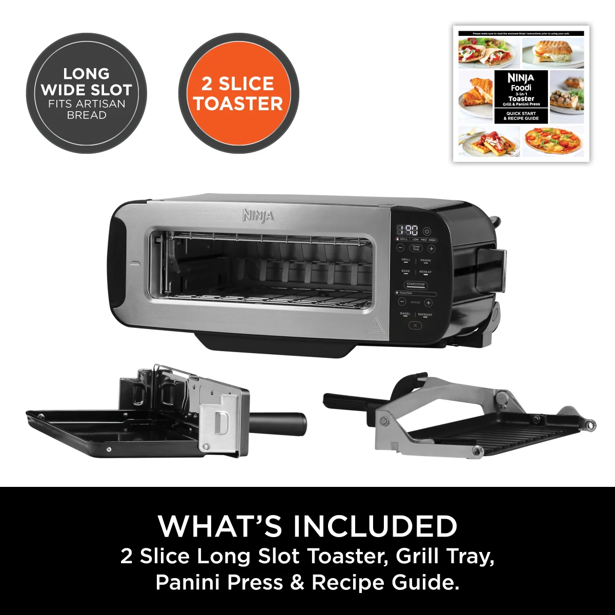 Ninja Foodi 3-in-1 Toaster, Grill & Panini Press [Black] ST200UK