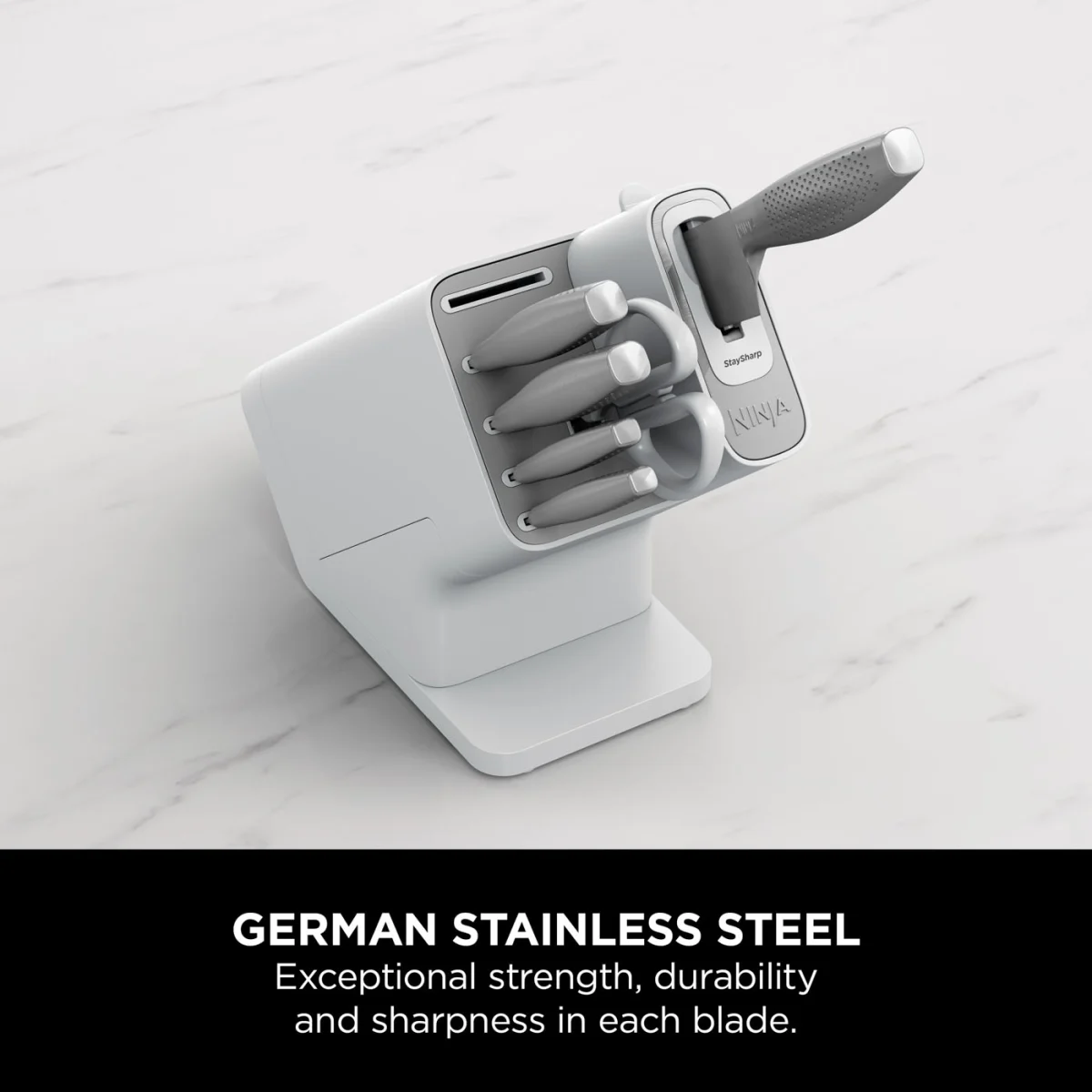 Refurbished Ninja StaySharp Stainless 6-Piece Knife Set & White Block – [K62006EUWHREF] | Excellent Condition