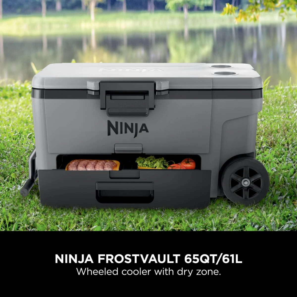 Ninja FrostVault 65QT/61L Wheeled Cooler with Dry Zone, Slate Grey FB265EUUKGY