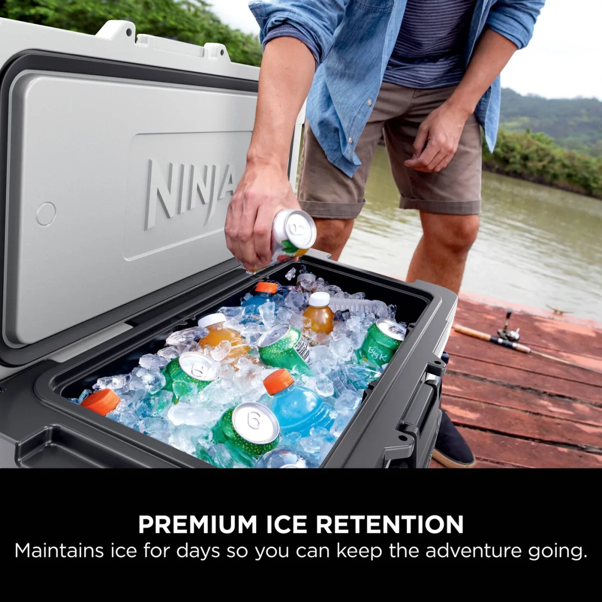 Ninja FrostVault 65QT/61L Wheeled Cooler with Dry Zone, Cloud White FB265EUUKWH