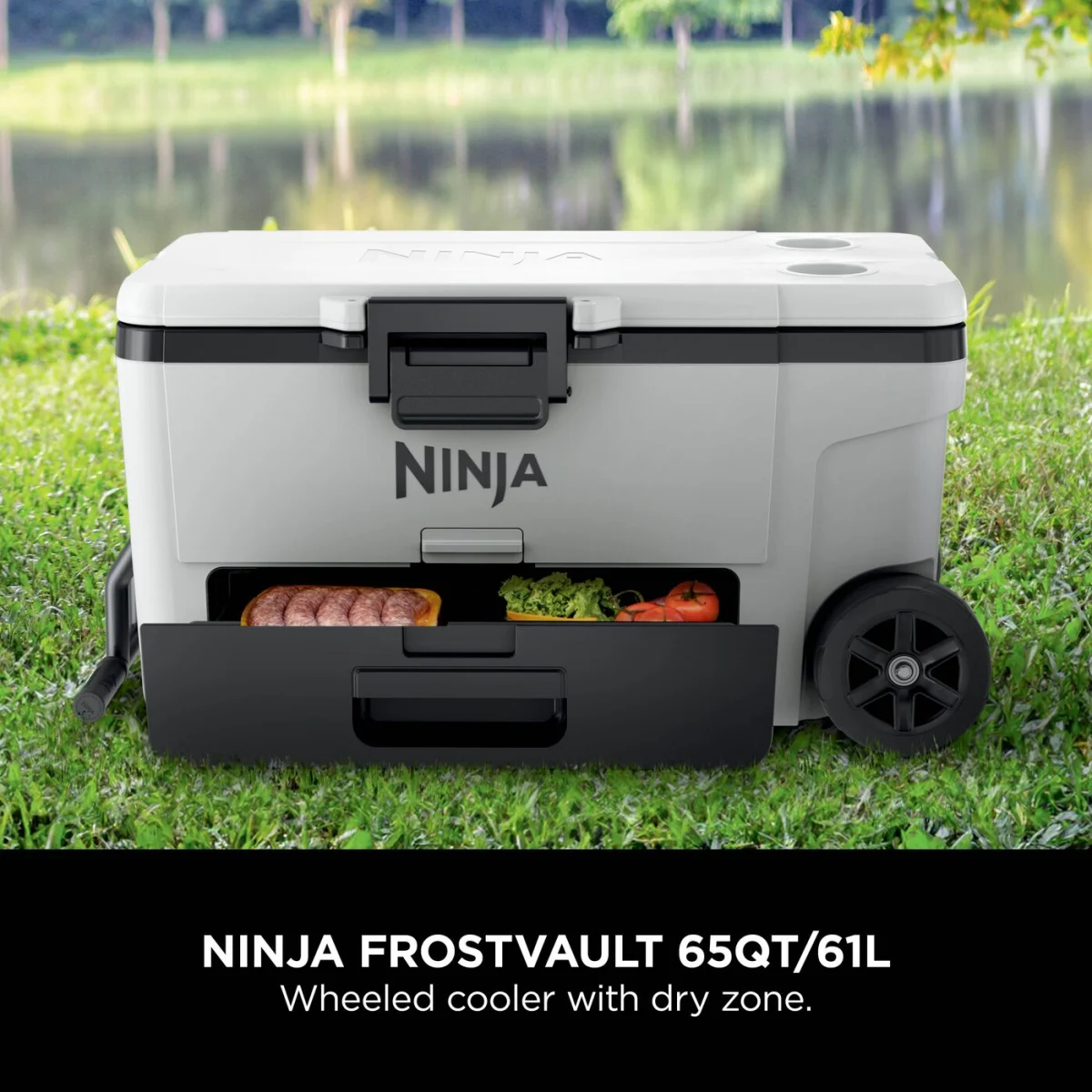 Ninja FrostVault 65QT/61L Wheeled Cooler with Dry Zone, Cloud White FB265EUUKWH