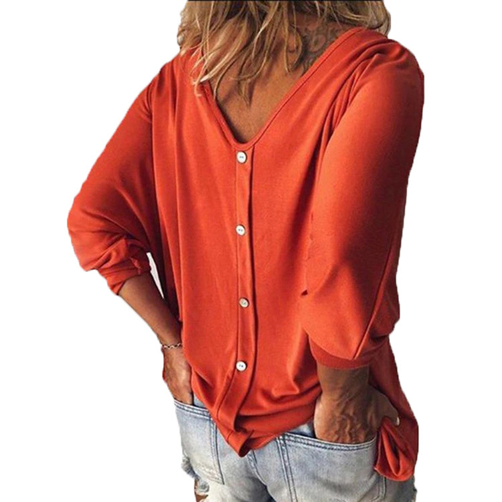 Macymars™ Women's Plus Size Loose Batwing 3/4 Sleeve Blouse Buttons T Shirts V Neck Tops