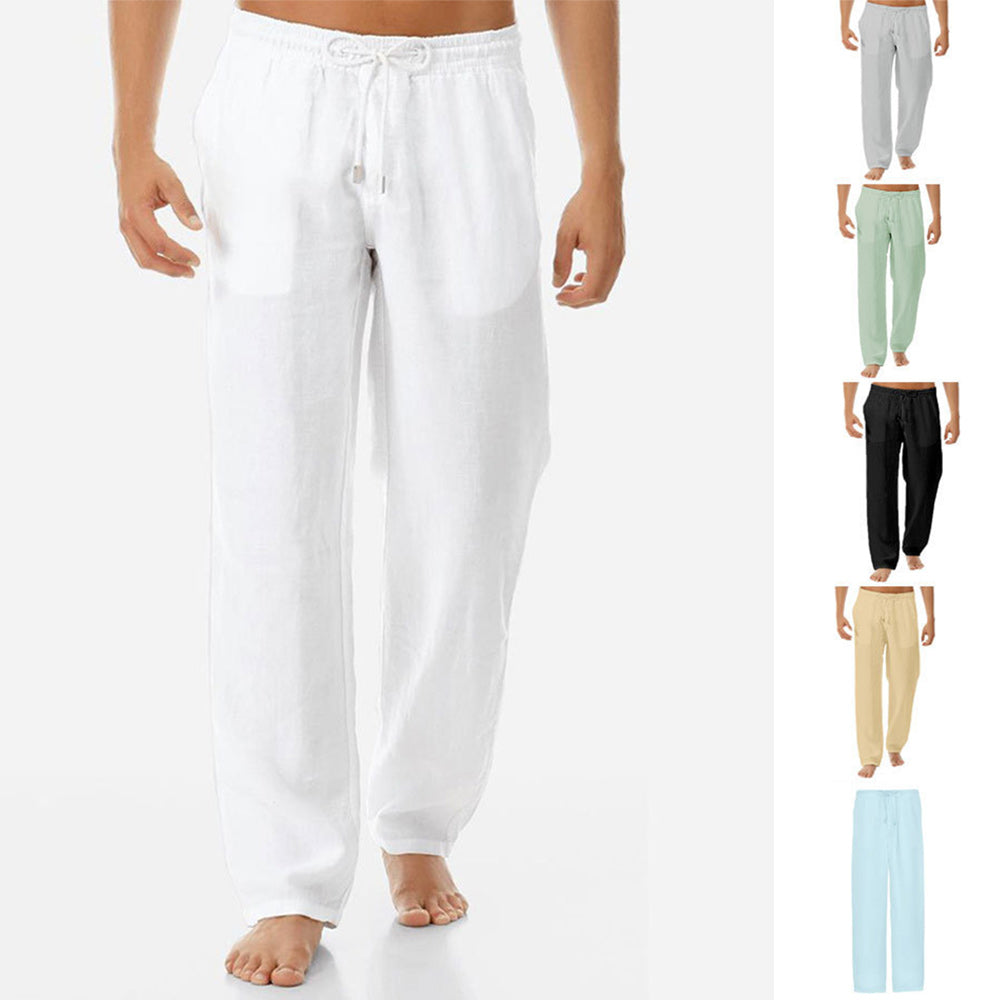 Macymars™ Men's Casual Solid Cotton Linen Waist Drawstring Trousers