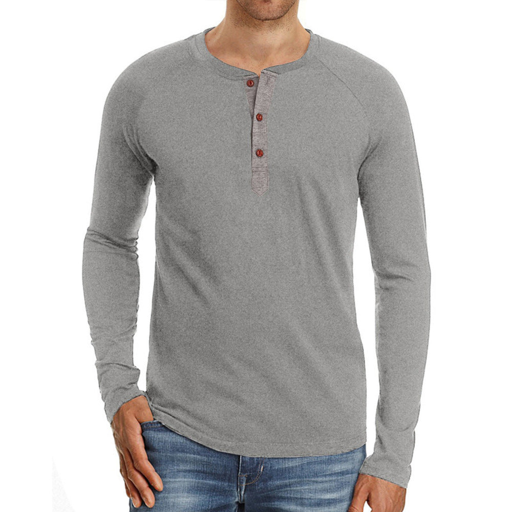 Macymars™ Men's Henley Long Sleeve Crewneck T-Shirts