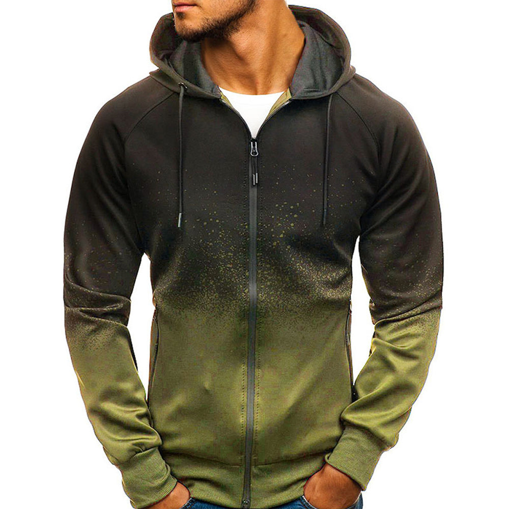 Macymars™ Men's Gradient Print Hooded Zip Sweatshirt Jacket