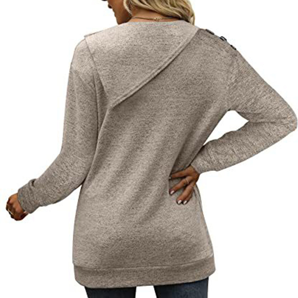Macymars™ Women's Round Neck Button Long-sleeved Sweatshirt T-shirt