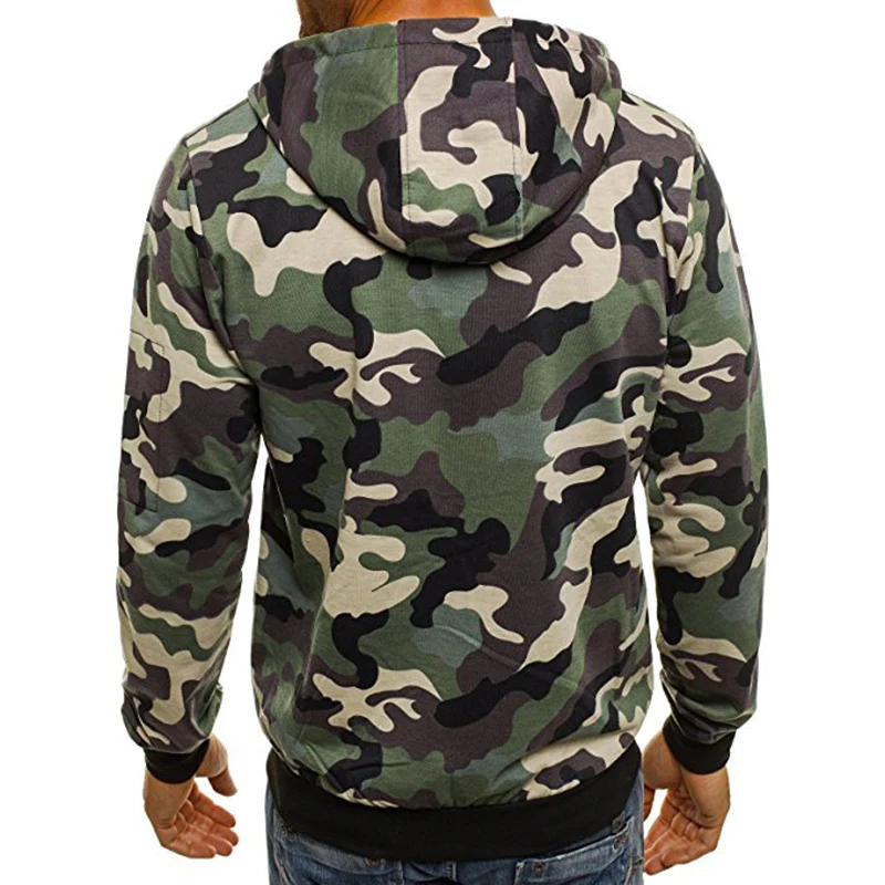 Macymars™ Mens Camouflage Hooded  Zip Up Jacket Sweatshirt