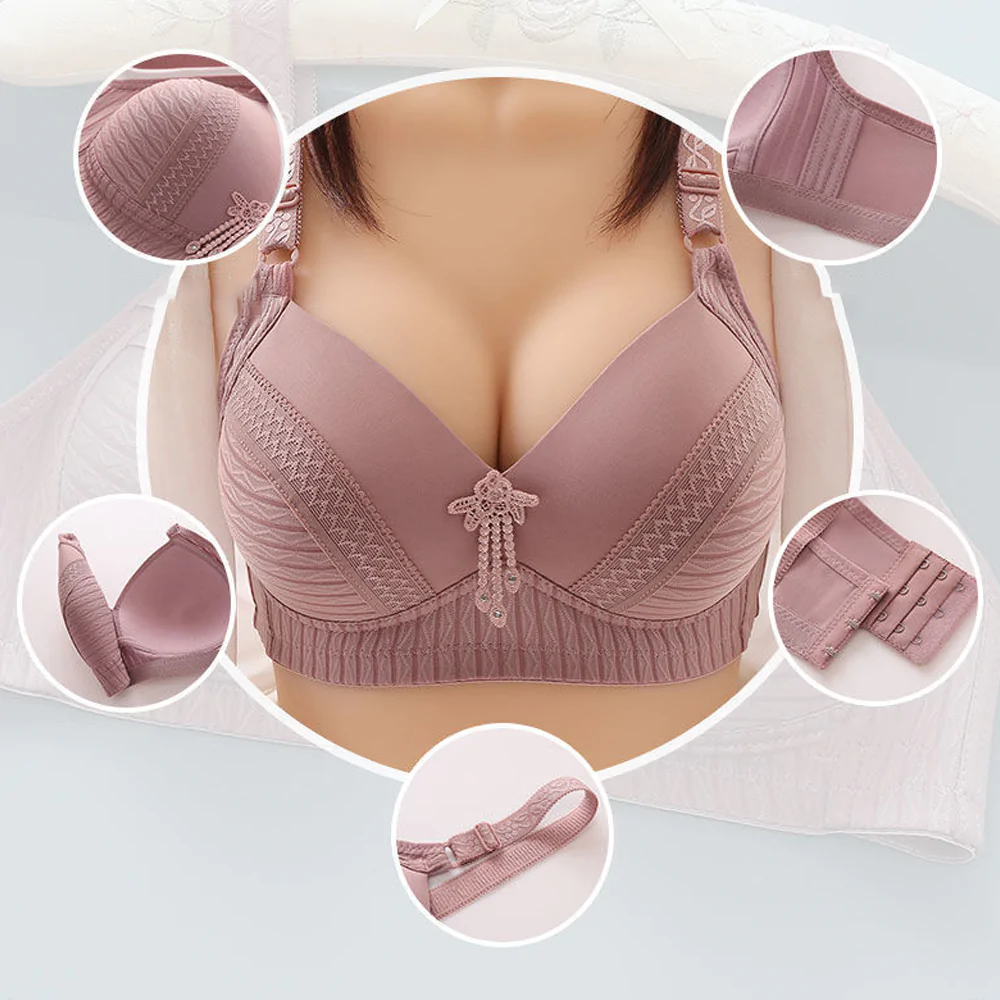 Macymars™ No-magnetic Embroidered No-wire Ring Plus Size Bra