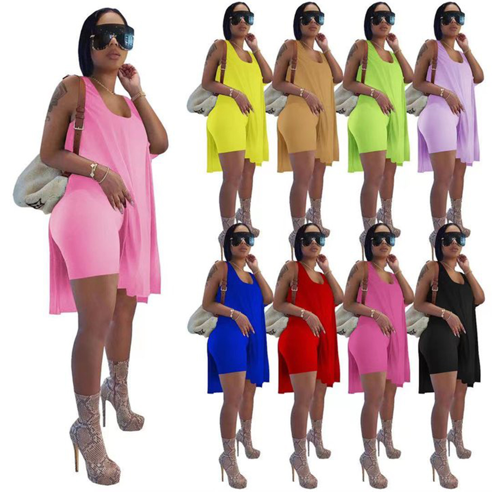 Macymars™ 2022 Summer Women Casual U-neck Sleeveless Two Piece T Shirts Shorts Set