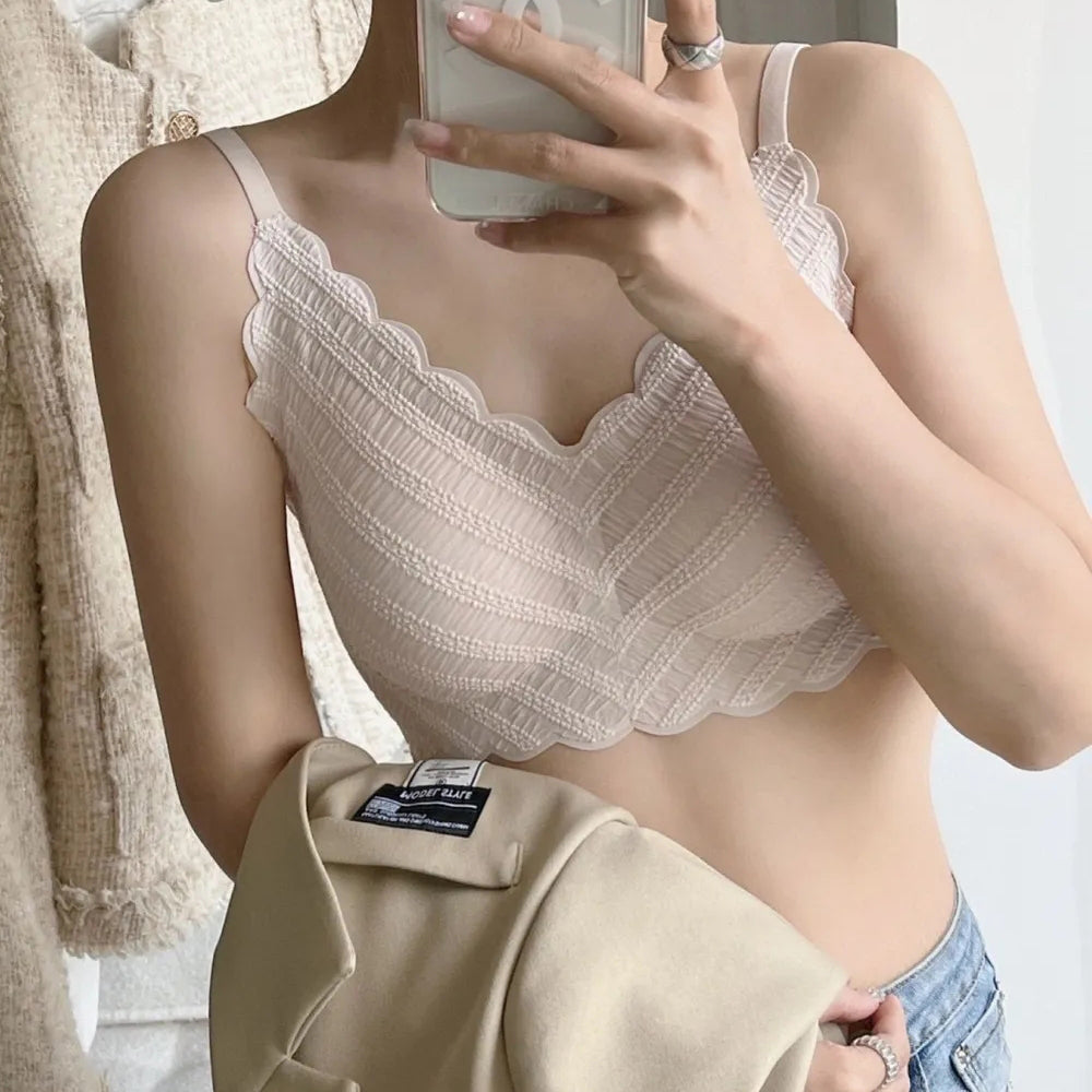 Macymars™ Twill Bubble Yarn Latex Wave Edge Bra