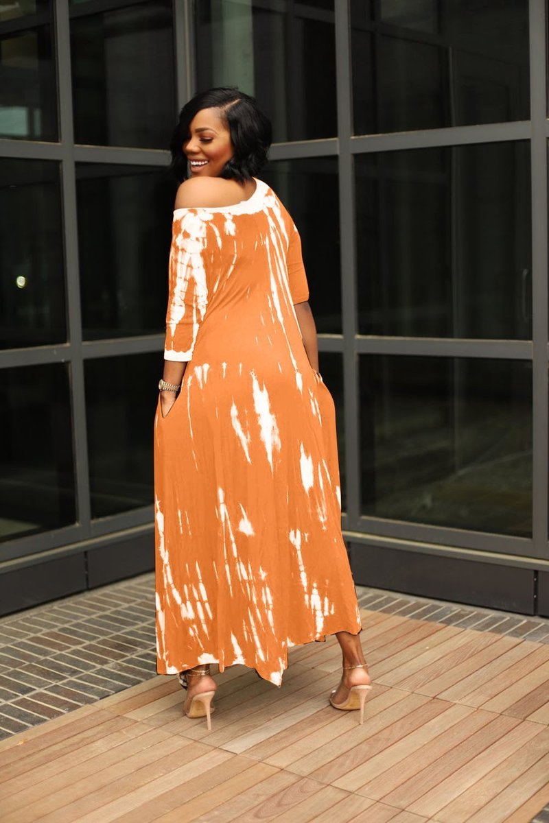 Macymars™ Loose Graffiti Tie-Dye Pocket Midi Dress