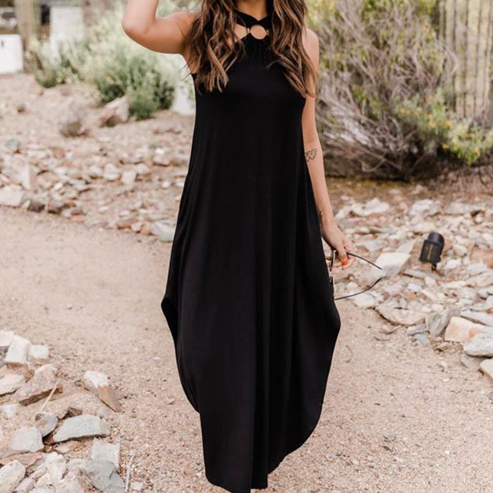 Macymars™ 2022 Summer Casual Halter Neck Boho Maxi Dress for Women Beach Vacation Long Dress