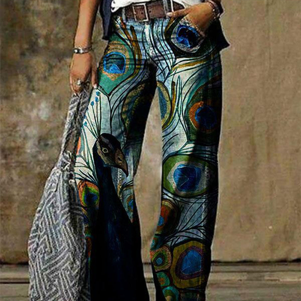 Macymars™ Women's Casual Print Flare Jeans Pants