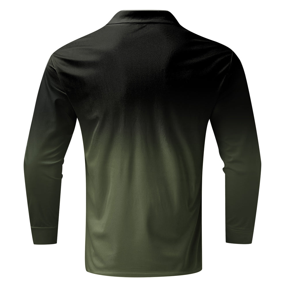 Macymars™ Men's Gradient Color Lapel Zipper Polo Shirt