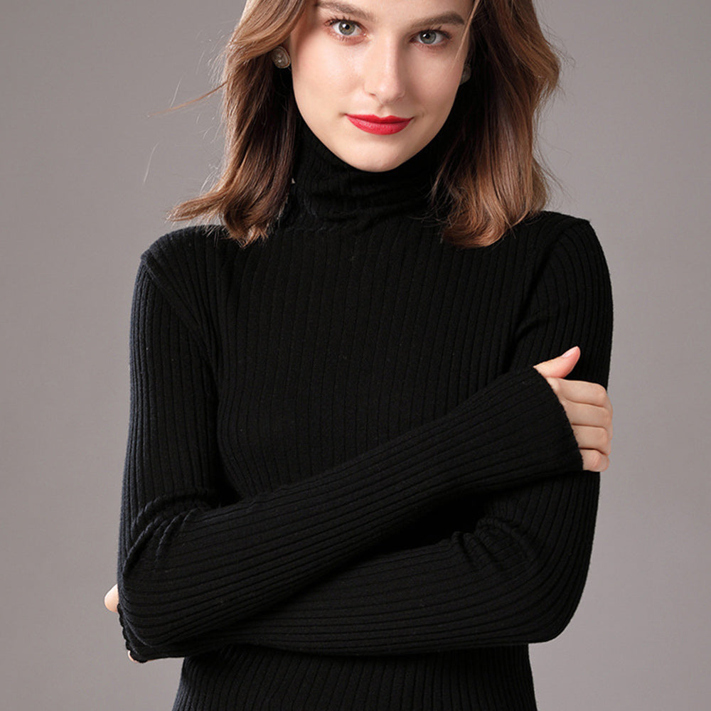Macymars™ Thick Warm Turtleneck Sweaters Solid Pattern Casual Winter Wears Knitted Sweater