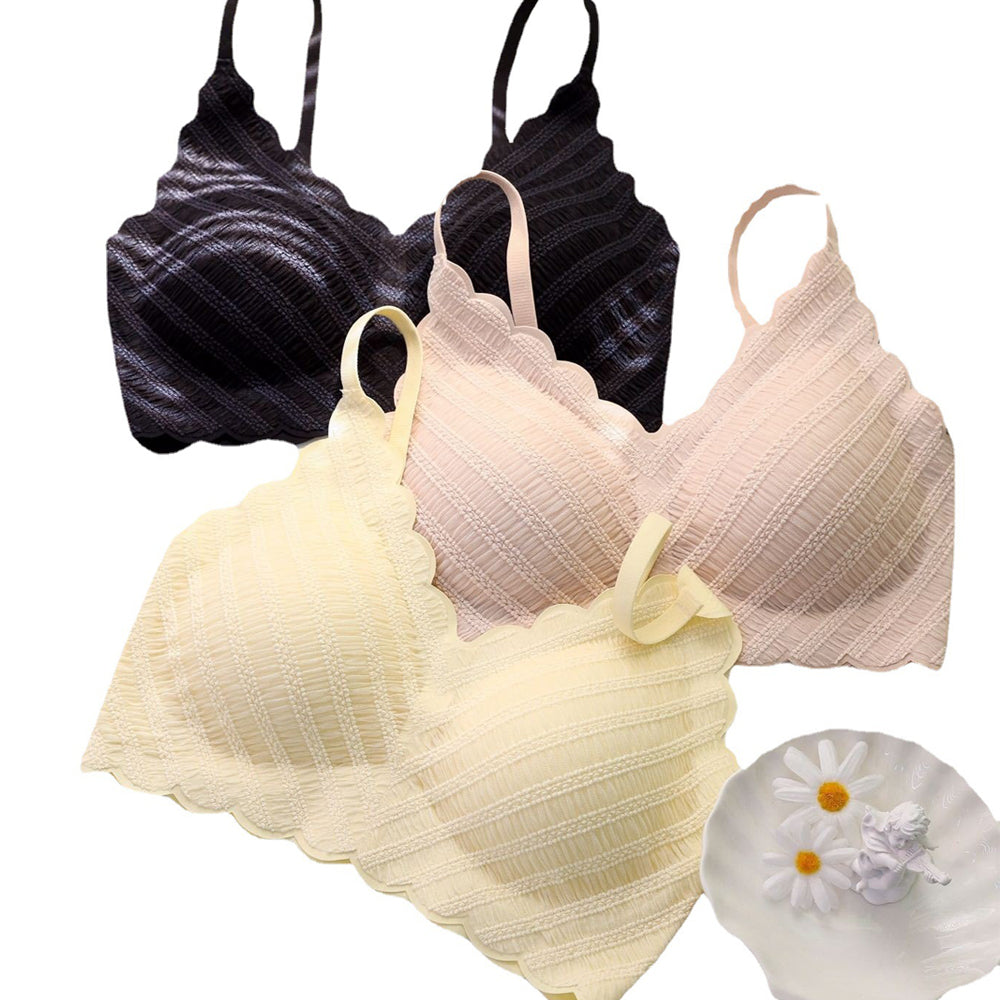 Macymars™ Twill Bubble Yarn Latex Wave Edge Bra