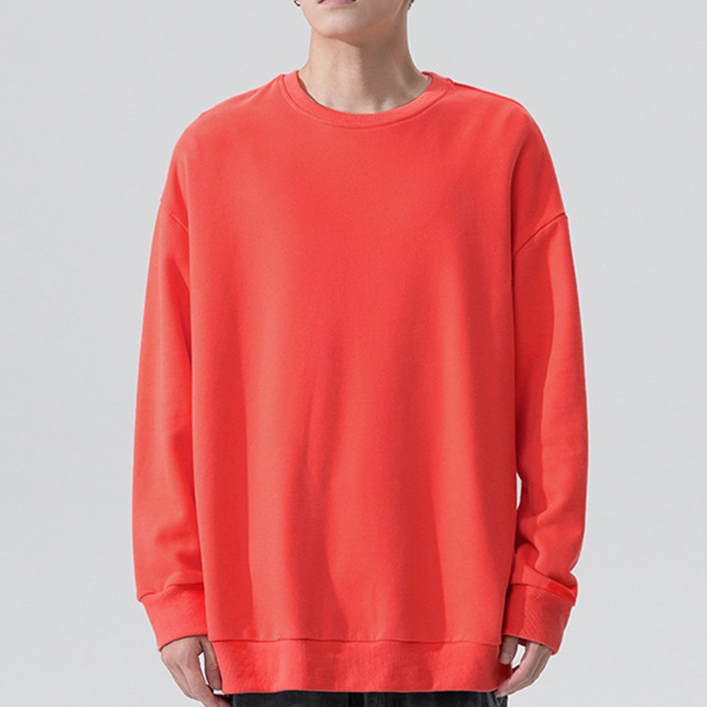 Macymars™ Men's Long Sleeve Round Neck Pullover Solid Color Sweatshirt