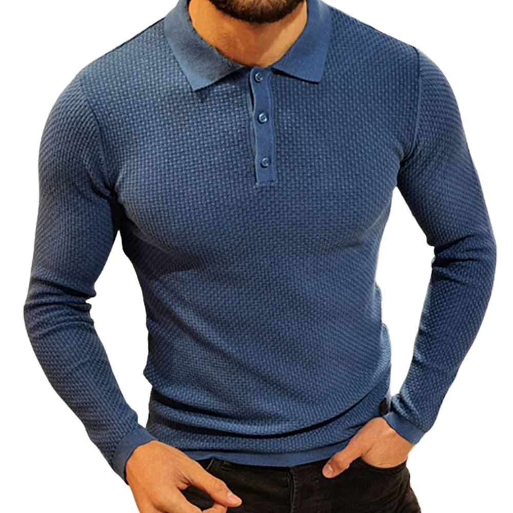Macymars™ Textured Plain Knitted Polo Shirt